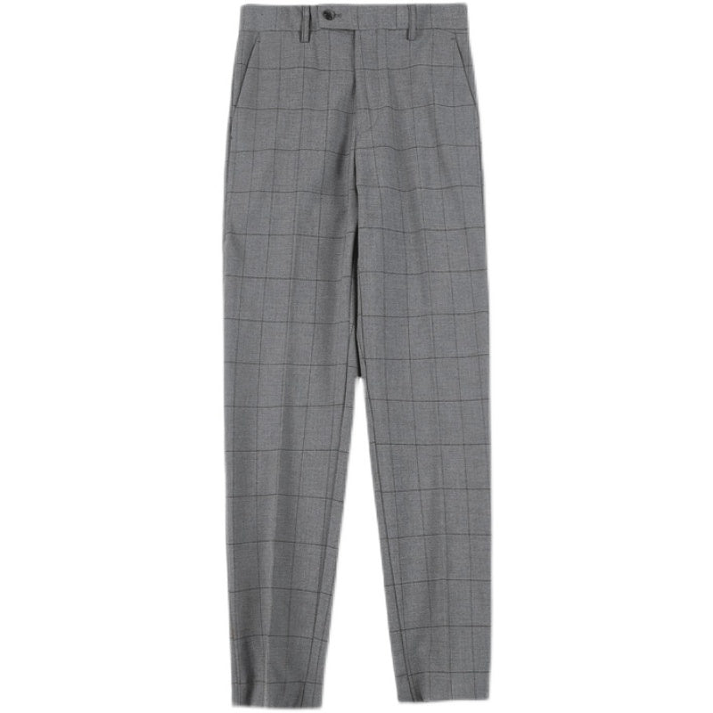 British Tailored Elegance: Plaid Slim Suit Pants