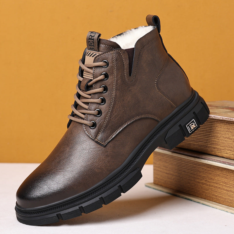 From Urban Streets to Rough Trails: Step Confidently in Double-Layer Leather Boots. Men's Genuine Leather Winter Boot -