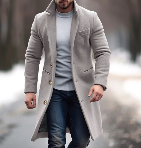 Modern Classic: Men's Wool Blend Coat for Everyday Wear